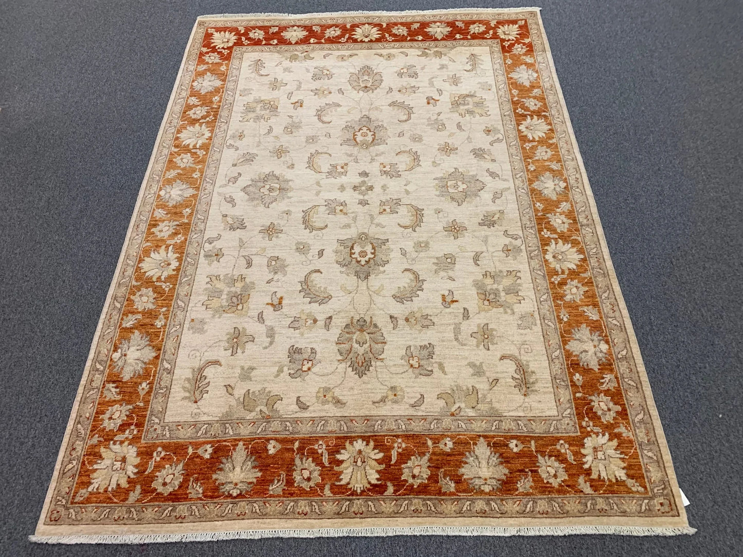 Beige/Rest 6X9 Ziegler Handmade Wool Rug # 7952