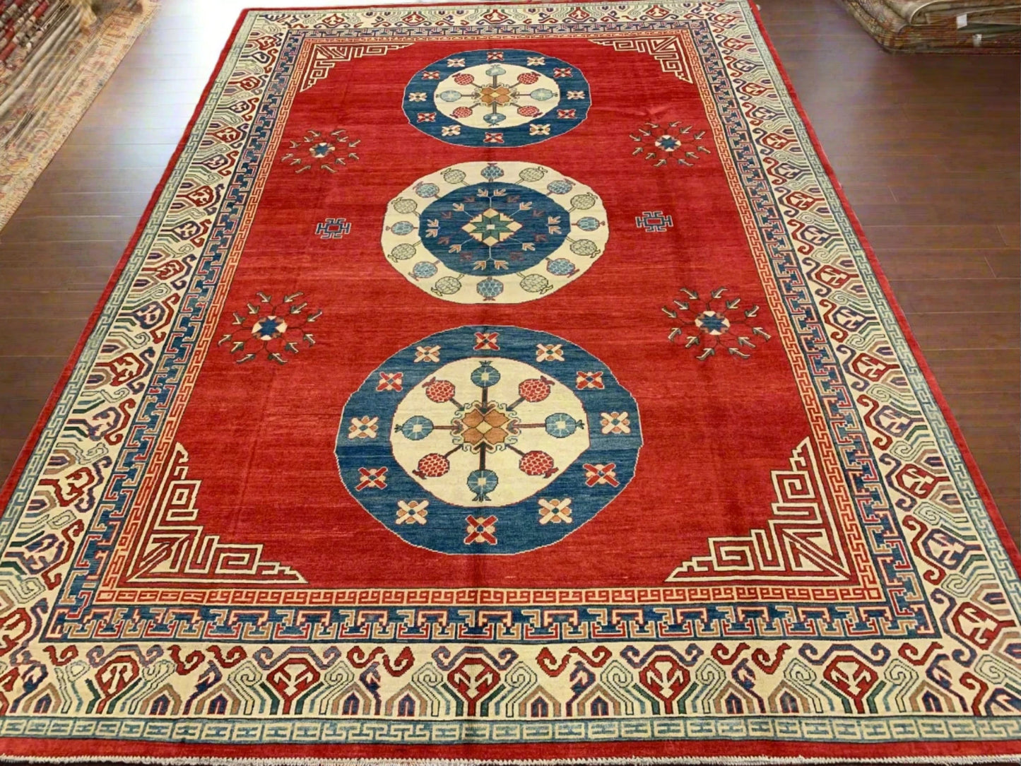 Red/Orange 9X12 Kazak Handmade Wool Rug # 10713