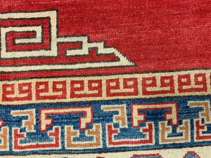 Red/Orange 9X12 Kazak Handmade Wool Rug # 10713