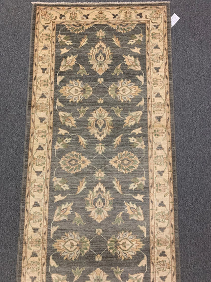 Oushak Gray 2' 10"X10' Handmade Wool Runner Rug # 11143