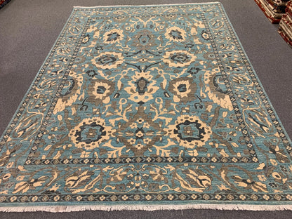 Light Mint Blue 9X12 Oushak Handmade Wool Rug # 11878