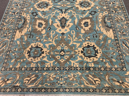 Light Mint Blue 9X12 Oushak Handmade Wool Rug # 11878