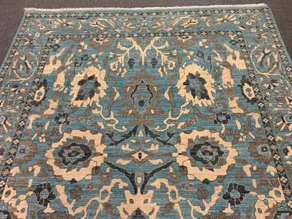 Light Mint Blue 9X12 Oushak Handmade Wool Rug # 11878