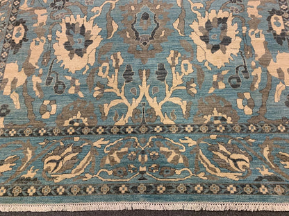 Light Mint Blue 9X12 Oushak Handmade Wool Rug # 11878