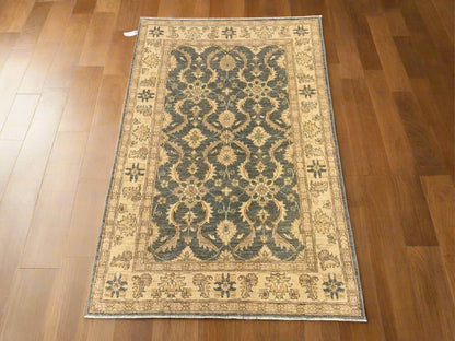 Gray Oushak 4X6 Handmade Wool Rug # 10331