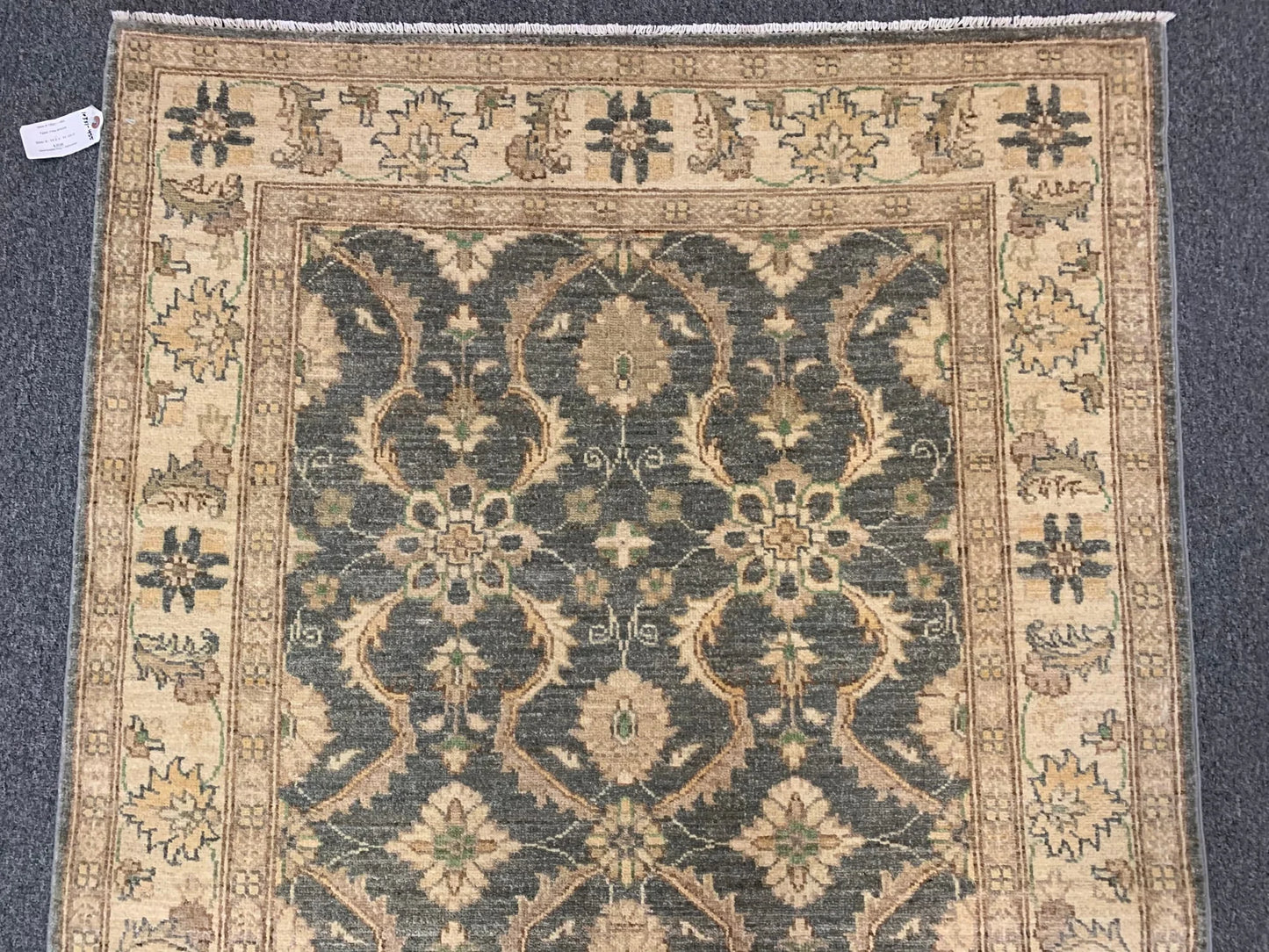 Gray Oushak 4X6 Handmade Wool Rug # 10331