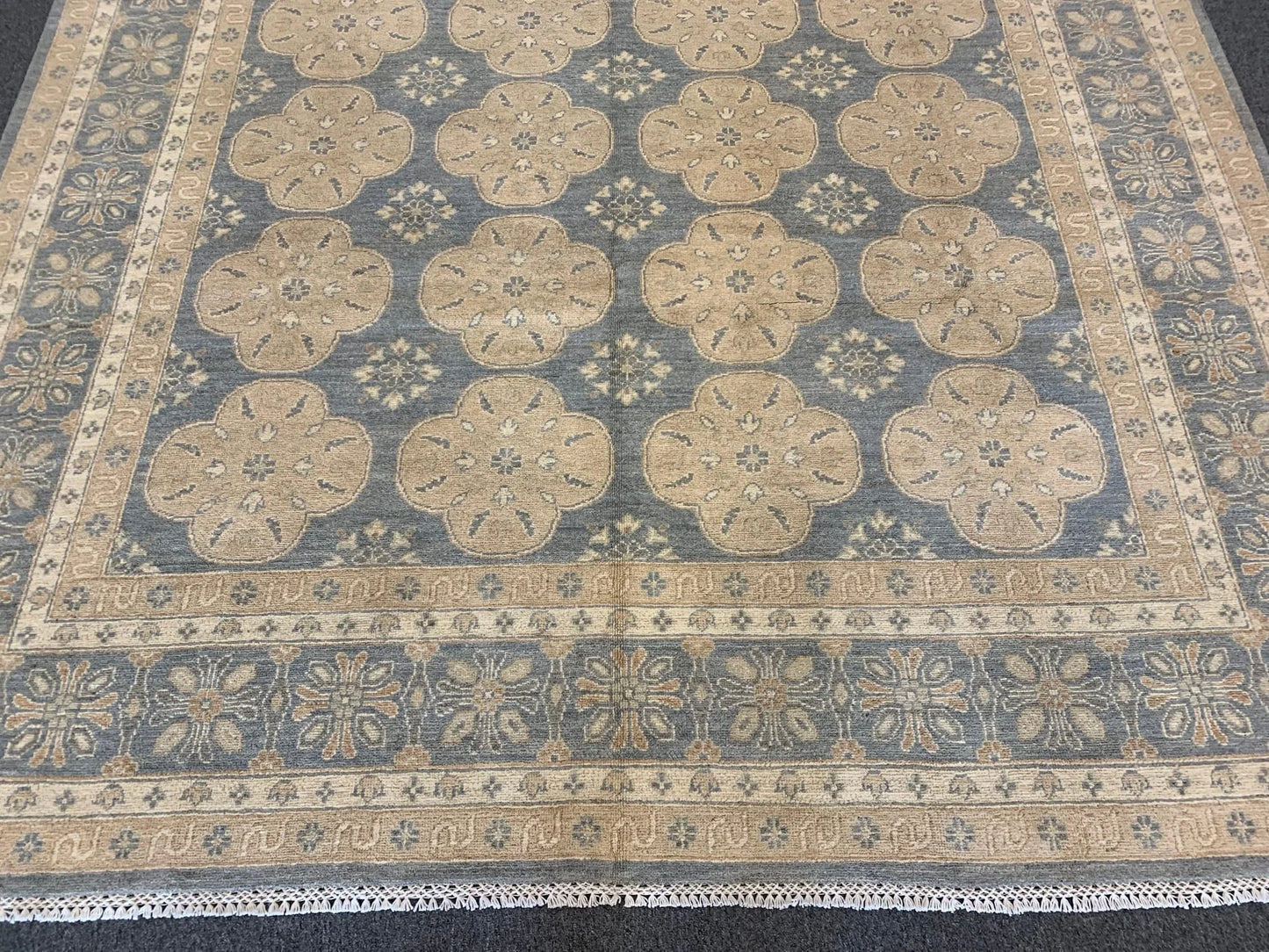 8X10 Oushak Soft Blue/Ivory Handmade Wool Rug # 11451