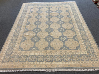 8X10 Oushak Soft Blue/Ivory Handmade Wool Rug # 11451