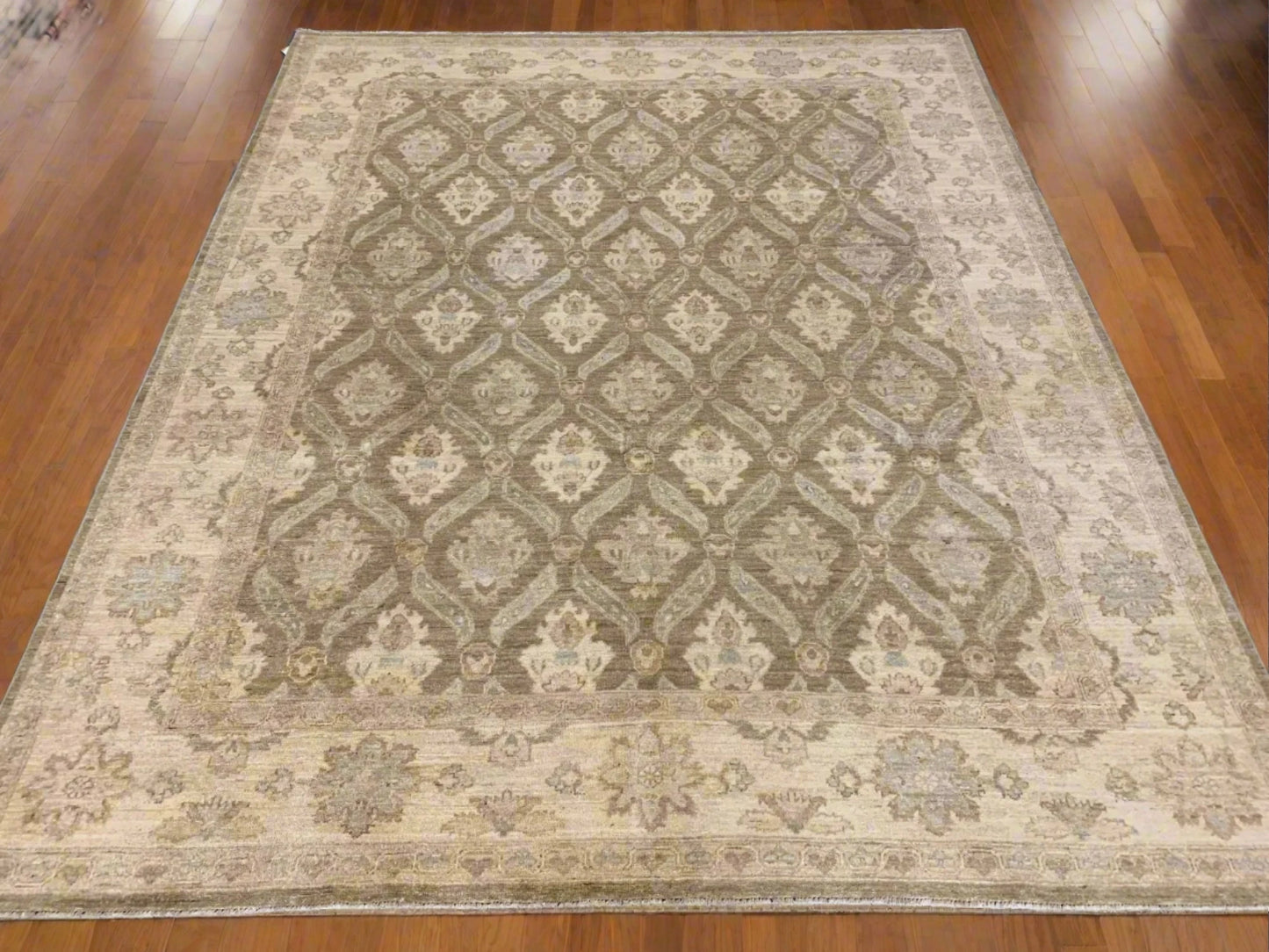 8X10 Oushak Soft Green/Ivory Handmade Wool Rug # 9837