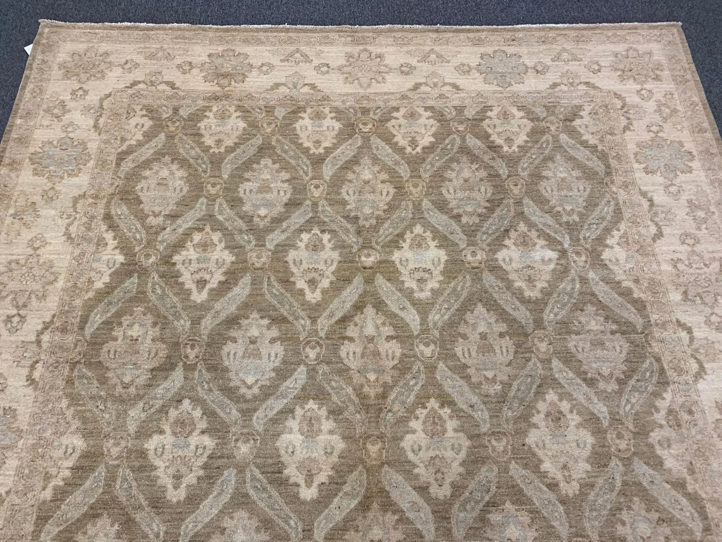 8X10 Oushak Soft Green/Ivory Handmade Wool Rug # 9837