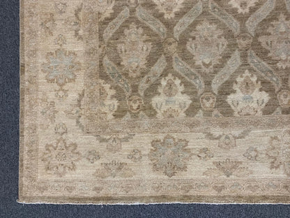 8X10 Oushak Soft Green/Ivory Handmade Wool Rug # 9837