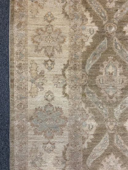 8X10 Oushak Soft Green/Ivory Handmade Wool Rug # 9837