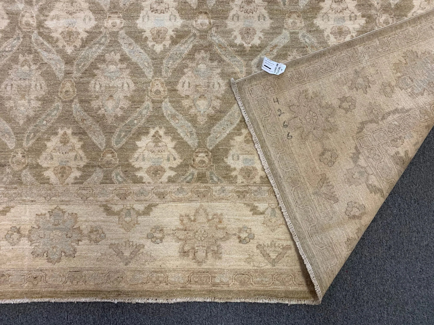 8X10 Oushak Soft Green/Ivory Handmade Wool Rug # 9837