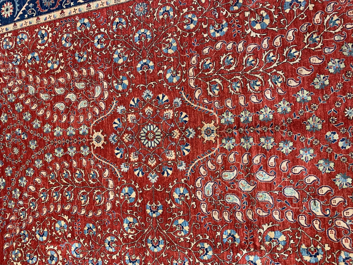 Red/Navy Blue Tabrez 9X12 Handmade Wool Rug # 11084