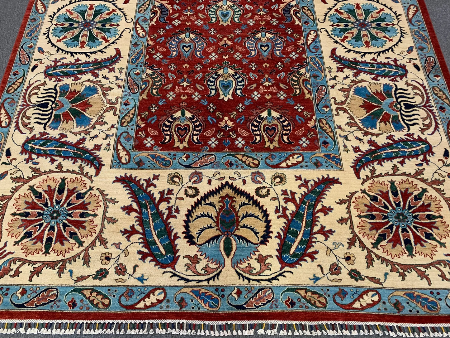 Red/Beige Mahal 9X12 Handmade Wool Rug # 11261