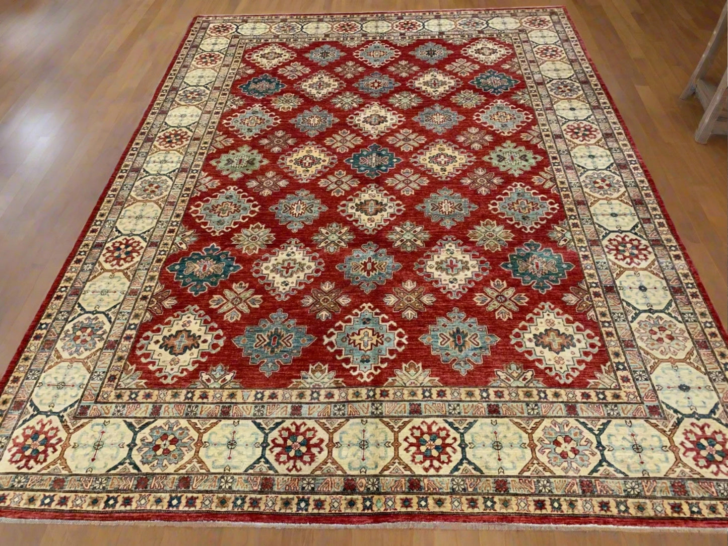 Super Kazak 9X12 Handmade Wool Rug # 9855