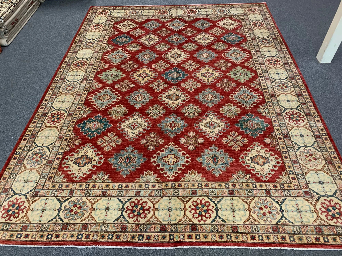 Super Kazak 9X12 Handmade Wool Rug # 9855