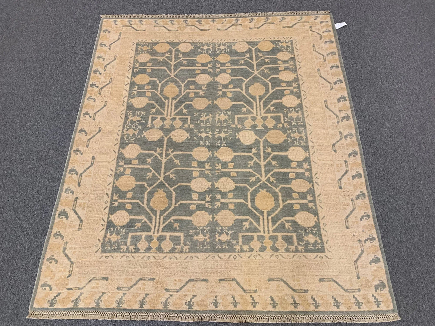 Oushak Ivory/Gray 5X7 Handmade Wool Rug # 11566