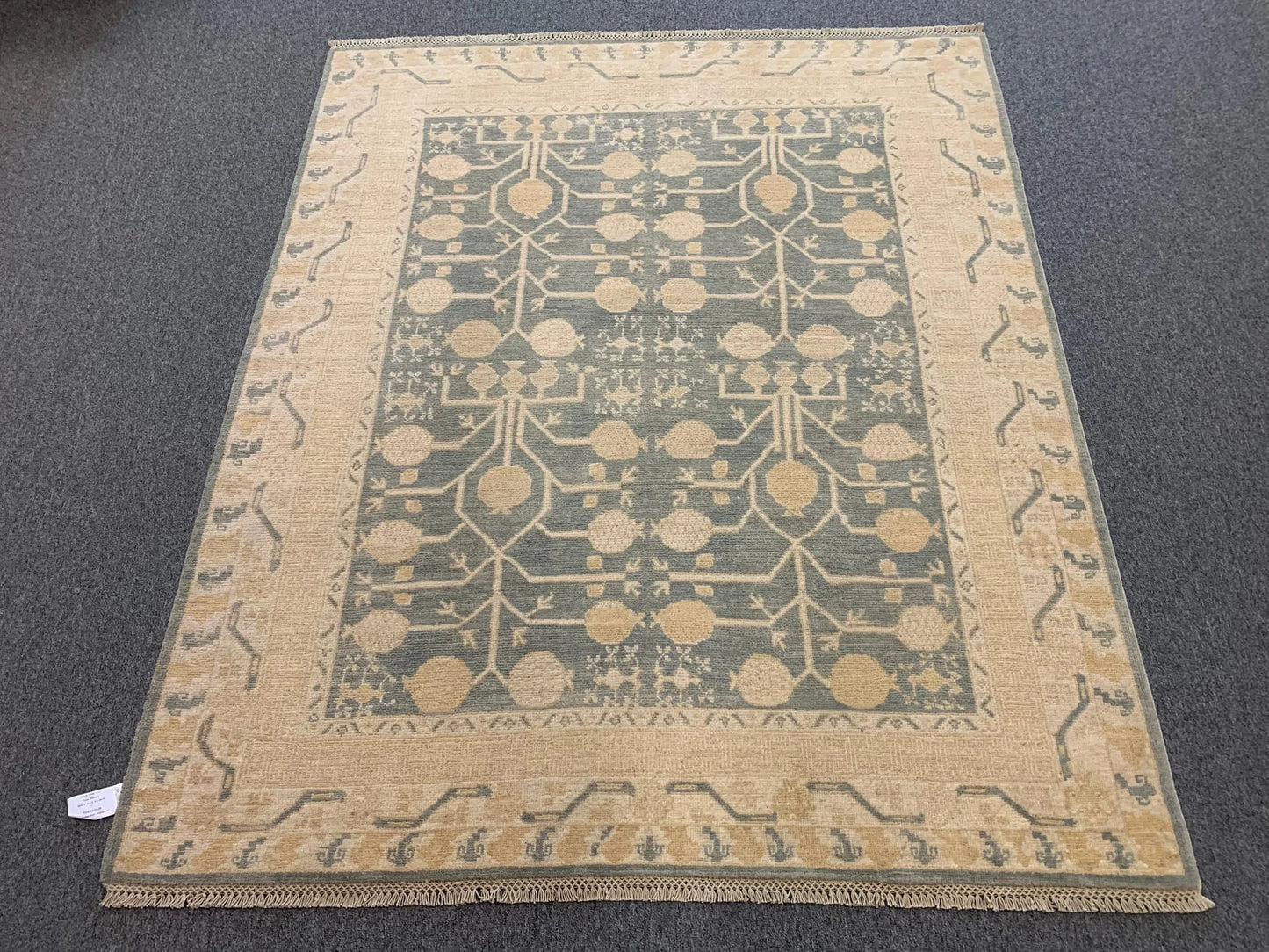 Oushak Ivory/Gray 5X7 Handmade Wool Rug # 11566