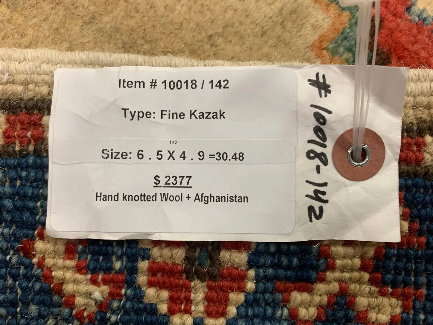 Kazak Ivory/Rest Multicolor 5X7 Handmade Wool Rug # 10018