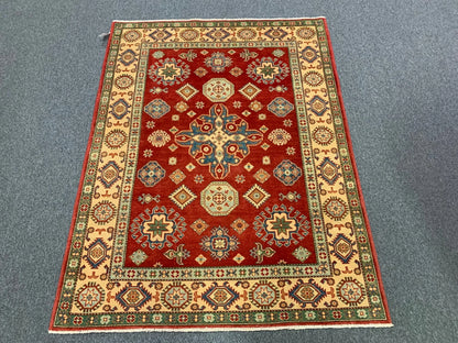 Kazak Rest Blue Multicolor 5X7 Handmade Wool Rug # 10062