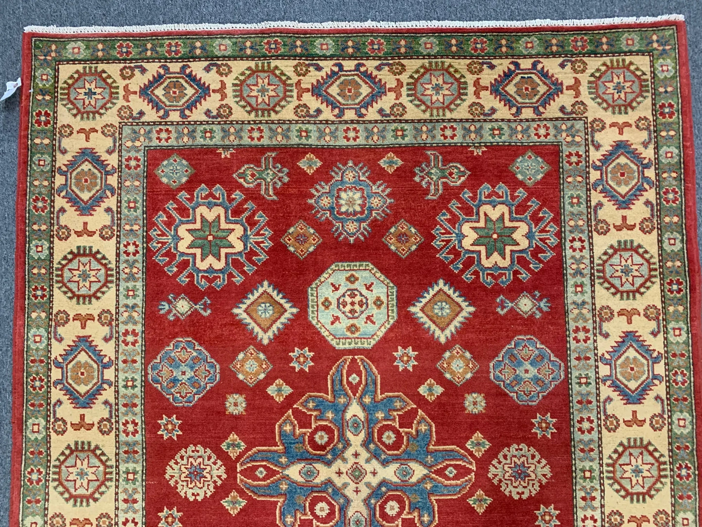 Kazak Rest Blue Multicolor 5X7 Handmade Wool Rug # 10062