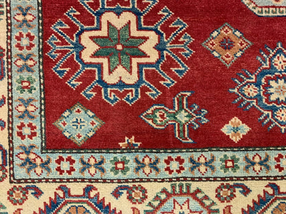 Kazak Rest Blue Multicolor 5X7 Handmade Wool Rug # 10062