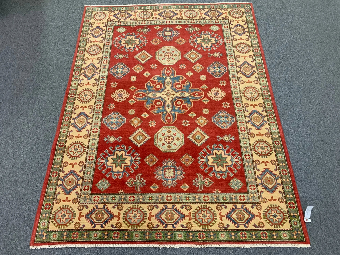 Kazak Rest Blue Multicolor 5X7 Handmade Wool Rug # 10062