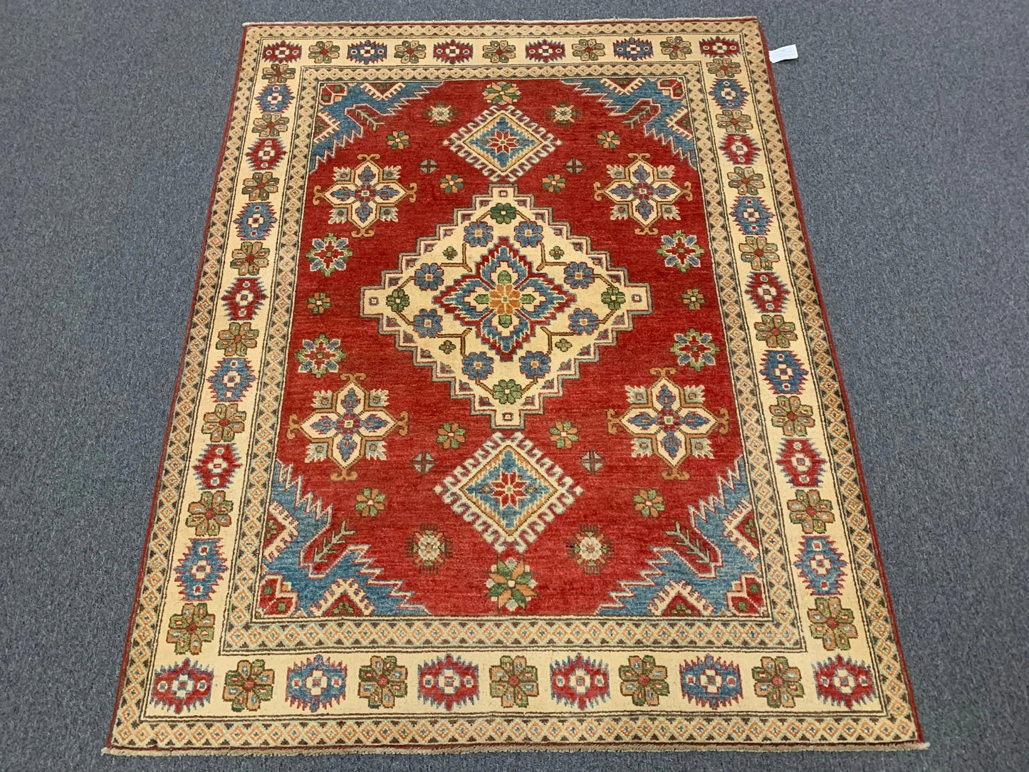 Kazak Rest Blue Multicolor 5X7 Handmade Wool Rug # 10005