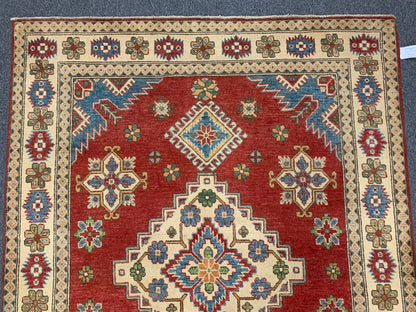 Kazak Rest Blue Multicolor 5X7 Handmade Wool Rug # 10005