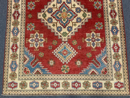 Kazak Rest Blue Multicolor 5X7 Handmade Wool Rug # 10005