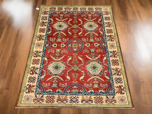 Kazak Rest 5X7 Handmade Wool Rug # 9457