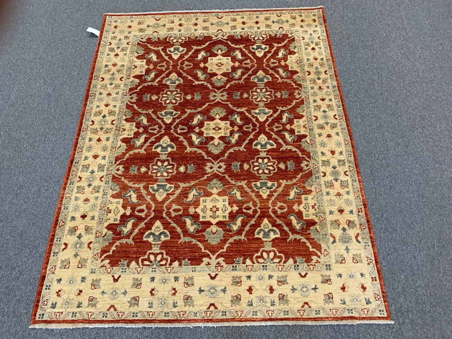 Oushak Rest/Ivory 5X7 Handmade Wool Rug # 11123