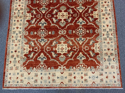 Oushak Rest/Ivory 5X7 Handmade Wool Rug # 11123