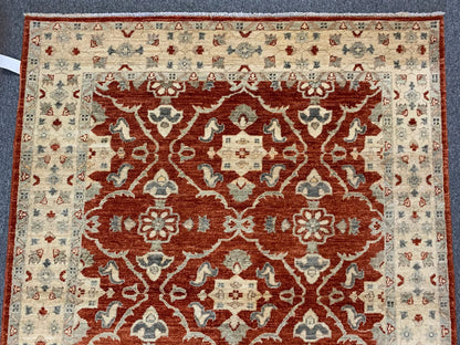 Oushak Rest/Ivory 5X7 Handmade Wool Rug # 11123