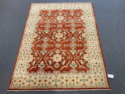 Oushak Rest/Ivory 5X7 Handmade Wool Rug # 11123