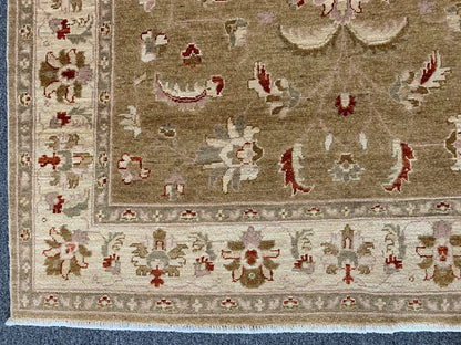 Oushak Ivory/Light Green 5X7 Handmade Wool Rug # 7995