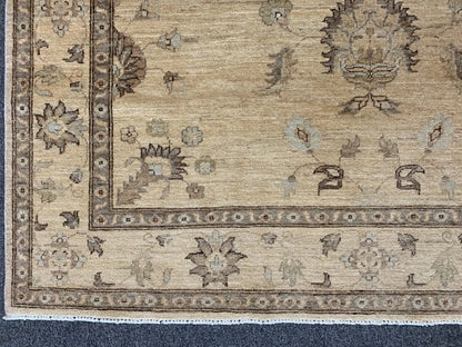 Oushak Ivory/Brown 5X7 Handmade Wool Rug # 10320