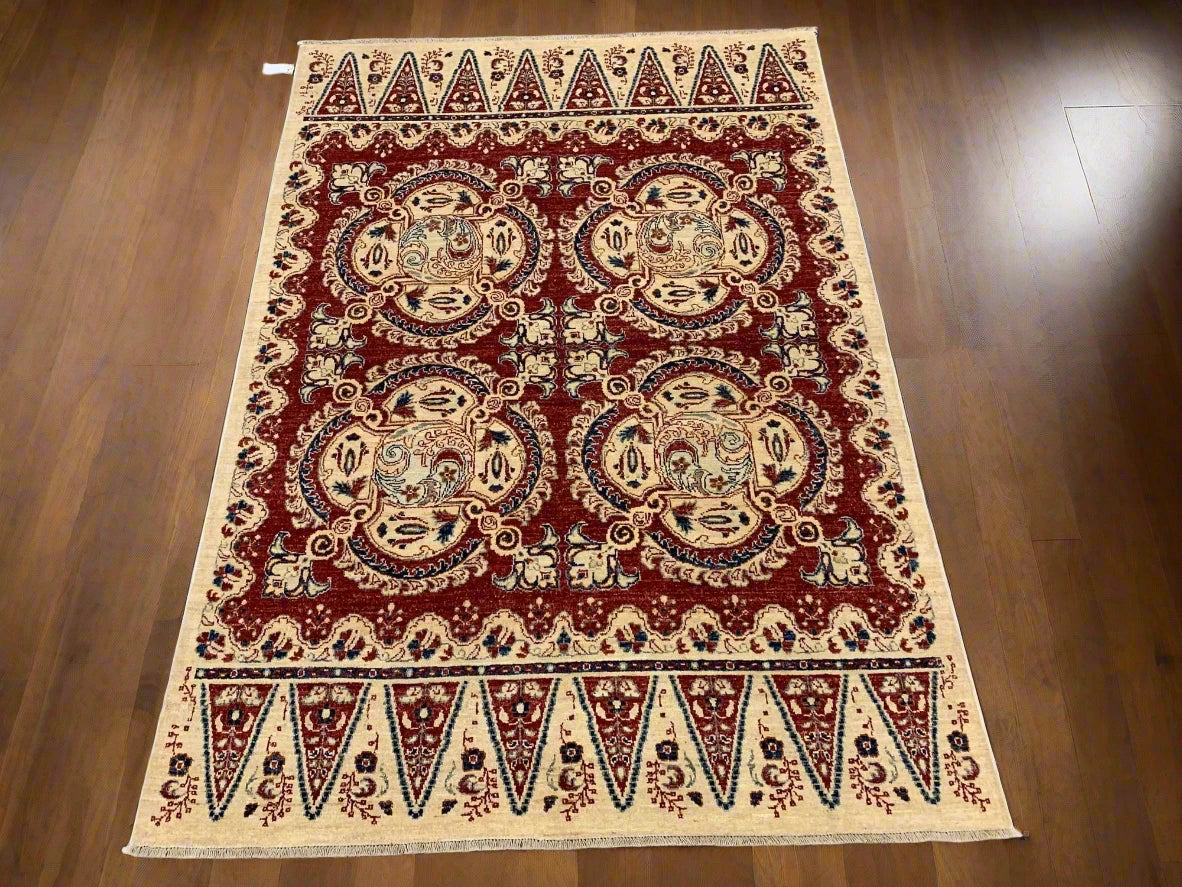 Tribal Multicolor 5X7 Aryana Handmade Wool Rug # 9169