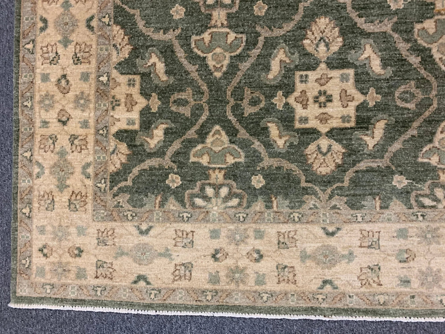 Oushak antique Green 5X7 Handmade Wool Rug # 10467