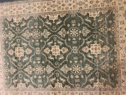 Oushak antique Green 5X7 Handmade Wool Rug # 10467