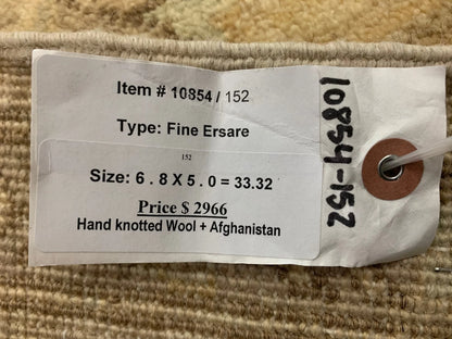 Oushak Ivory/Brown 5X7 Handmade Wool Rug # 10854