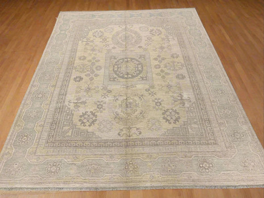 8X10 Oushak Soft Gray/Ivory Handmade Wool Rug # 11391