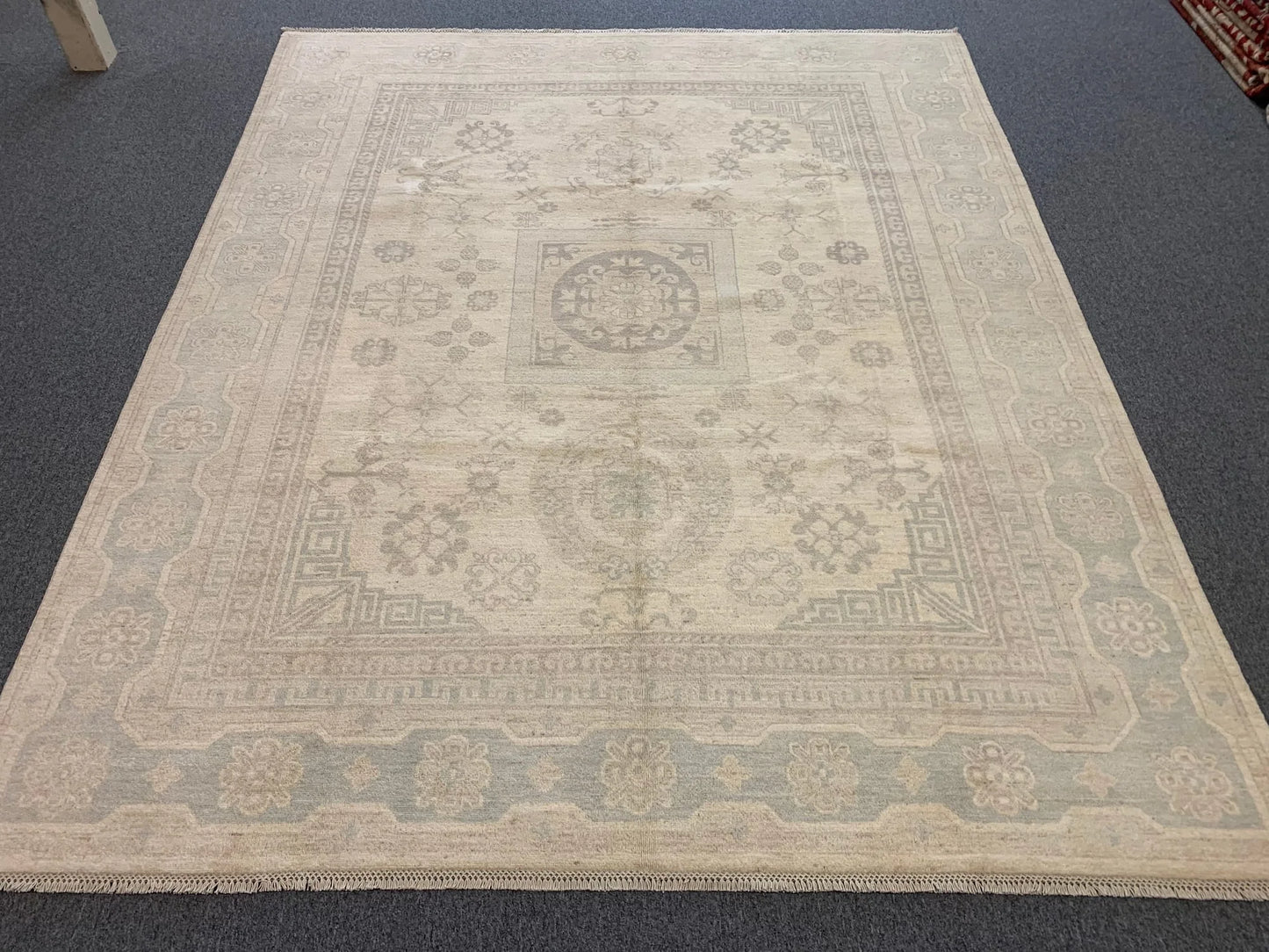 8X10 Oushak Soft Gray/Ivory Handmade Wool Rug # 11391