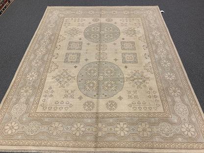 Beige, Soft Gray 8X10 Oushak Handmade Wool Rug # 11519