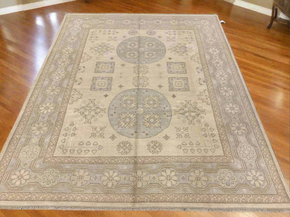 Beige, Soft Gray 8X10 Oushak Handmade Wool Rug # 11519