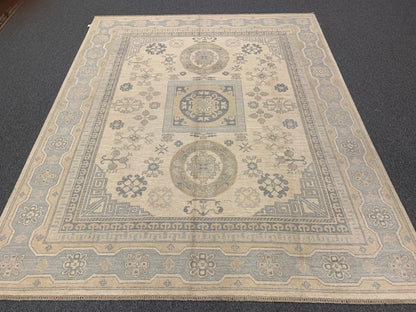 8X10 Oushak Soft Gray/Ivory Handmade Wool Rug # 11443