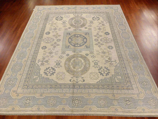 8X10 Oushak Soft Gray/Ivory Handmade Wool Rug # 11443