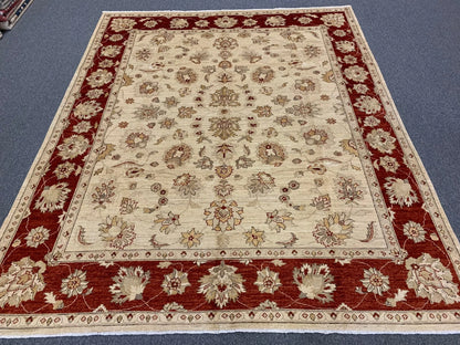 8X10 Chobi Ivory/ Rest Handmade Wool Rug # 7747