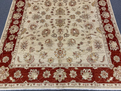 8X10 Chobi Ivory/ Rest Handmade Wool Rug # 7747